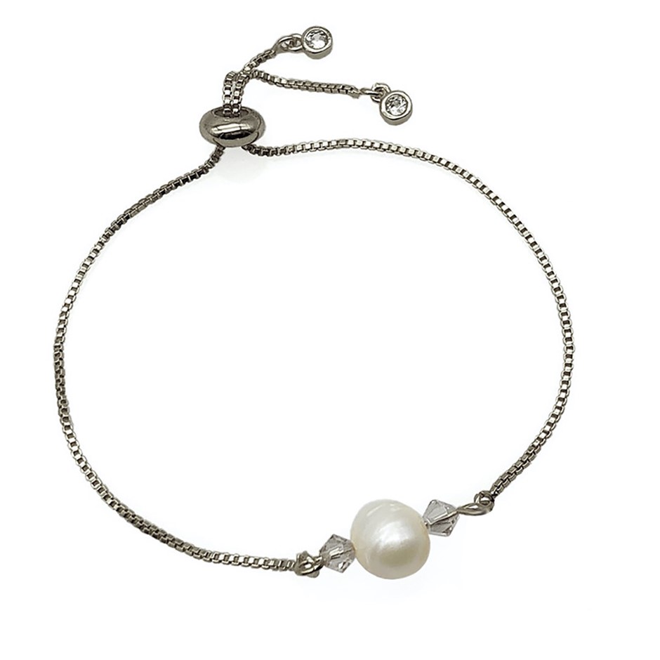 Pearl & Swarovski® Crystal Real Platinum Plated CBracelet