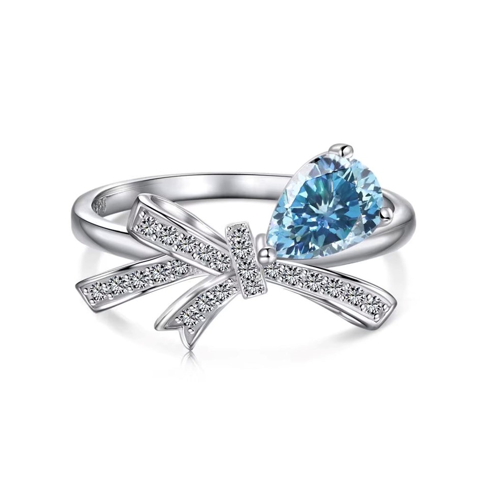 0.5ct Ribbon 5A Cubic Zirconia 925 Sterling Silver Ring - Size 7