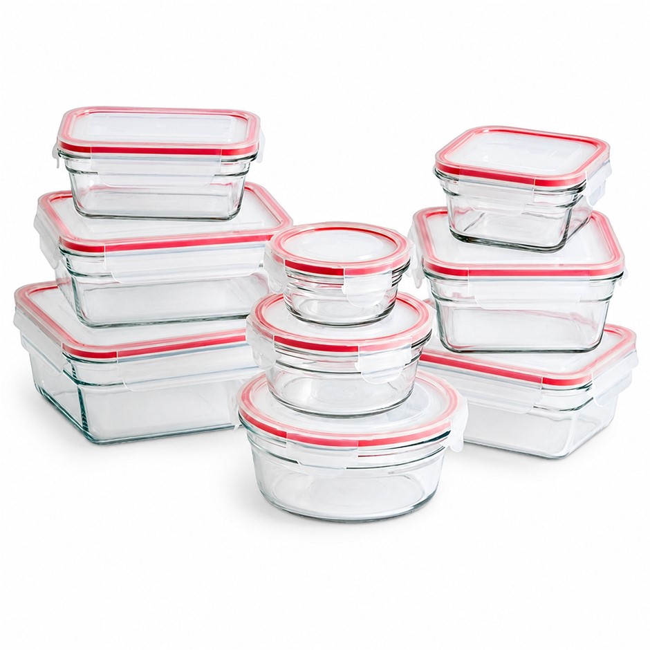 GLASSLOCK Oven Safe Glass Container, 9-Piece Set, Clear, GL-474 NB: not in