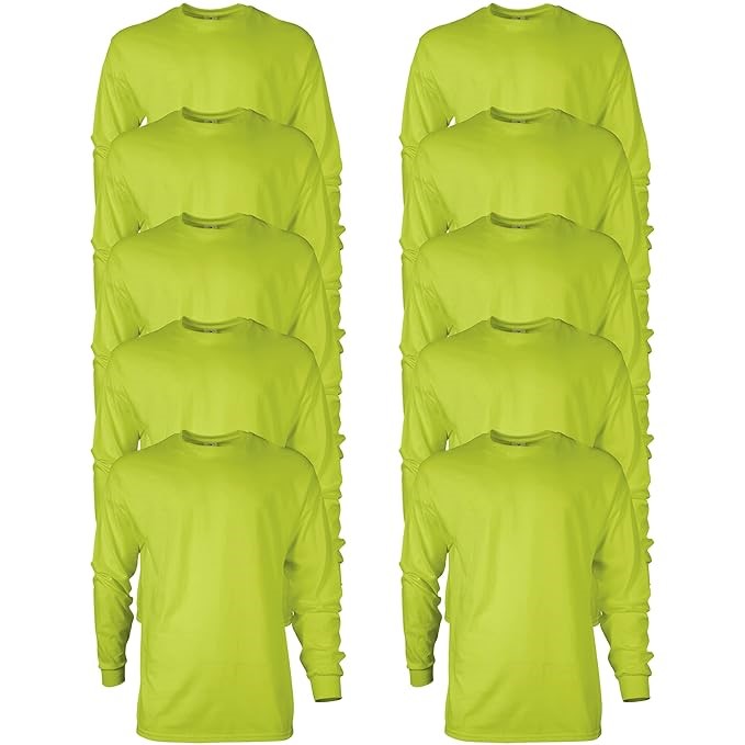 GILDAN Men's Ultra Cotton Long Sleeve T-Shirt, Style G2400, Multipack, Safe
