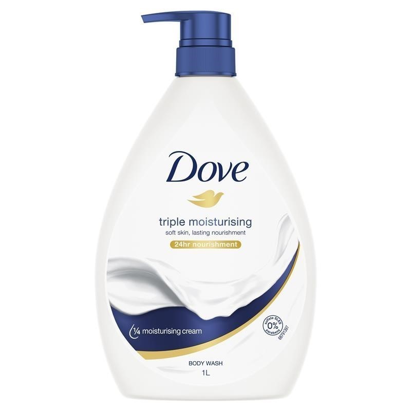 2 x DOVE Triple Moisturising Body Wash, 1L.
