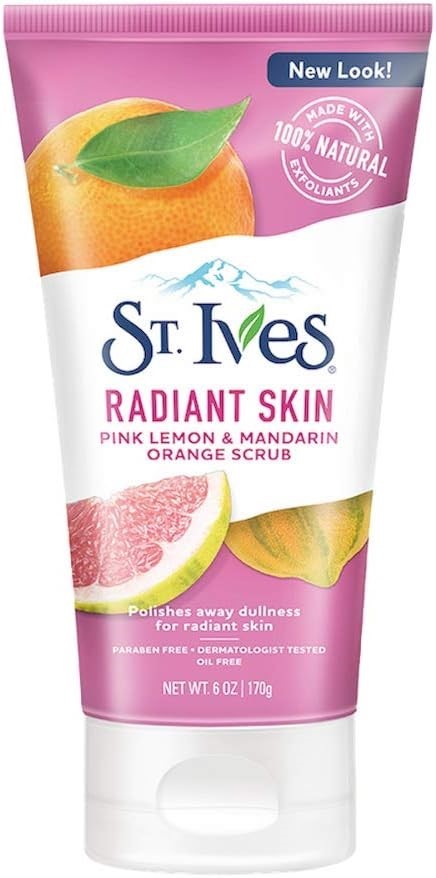 3 x ST IVES Radiant Vegan Skin Scrub, Pink Lemon & Mandarin Scent, 170g.