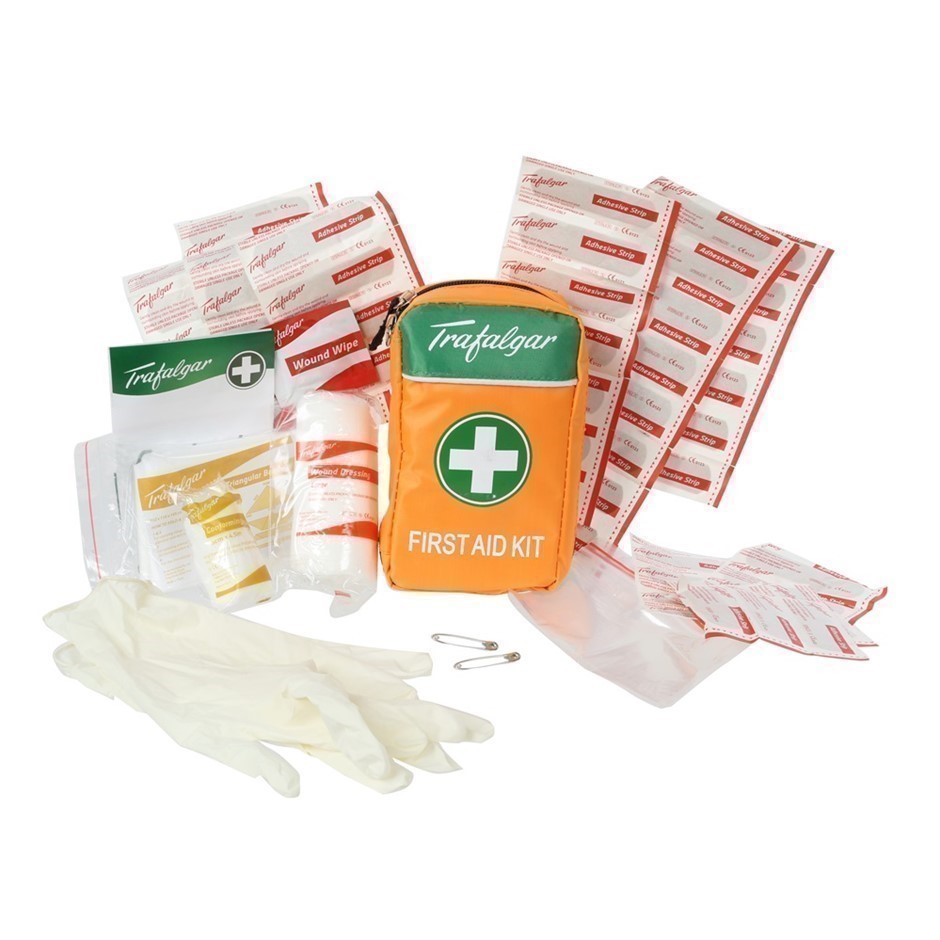 6 x TRAFALGAR 62pc Personal First Aid Kits in Hi-Vis Nylon Zip Case 200 x 1