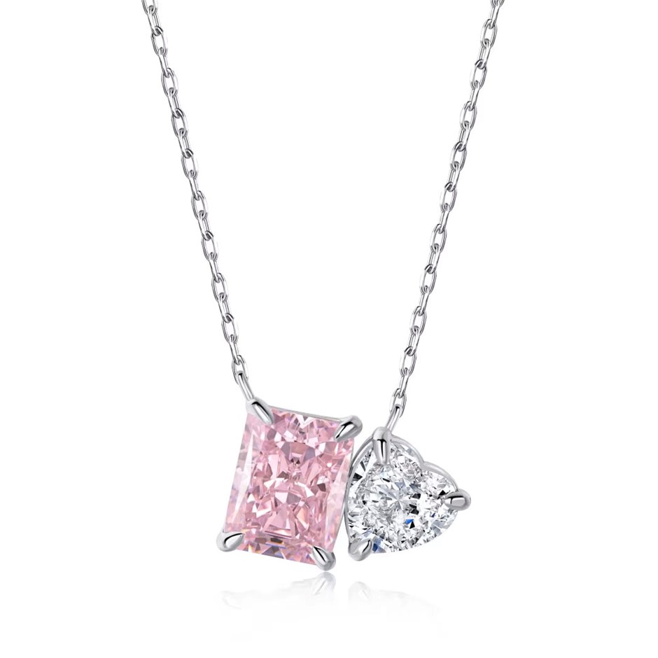 1.5ct 925 Sterling Silver 8A Cubic Zirconias Rectangle Pendant Necklace