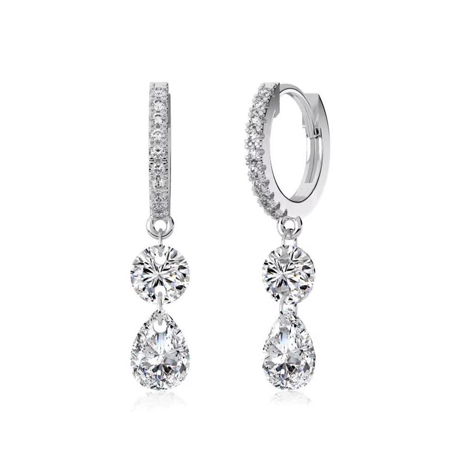 Teardrop 925 Sterling Silver 5A Cubic Zirconia Drop Earrings