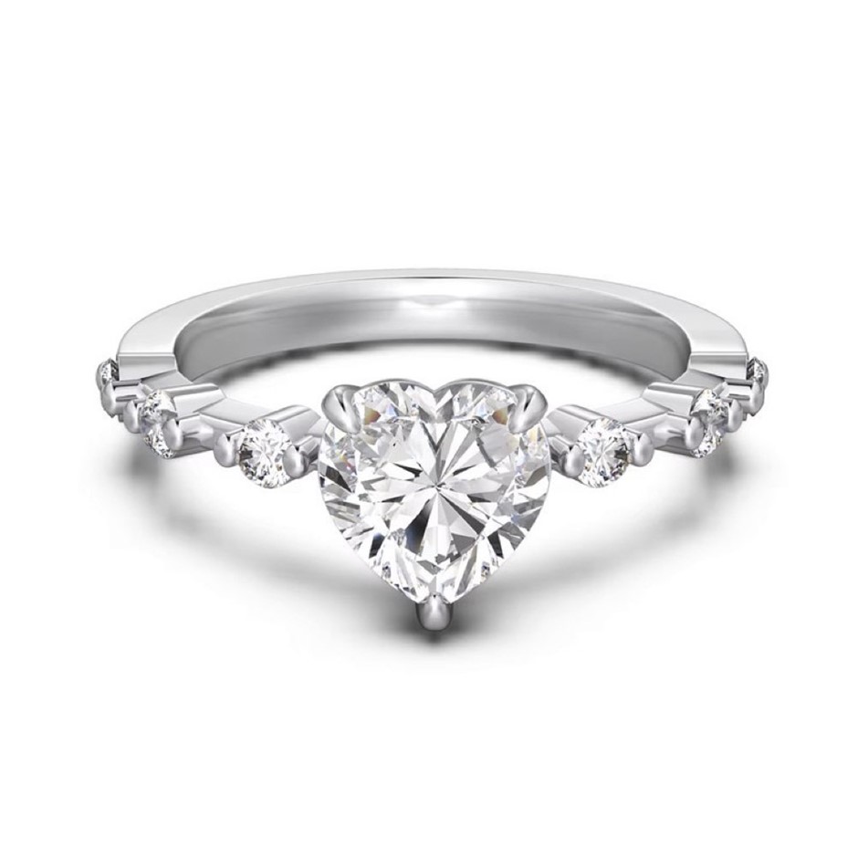 1.25ct Heart 5A Cubic Zirconia 925 Sterling Silver Ring - Size 9