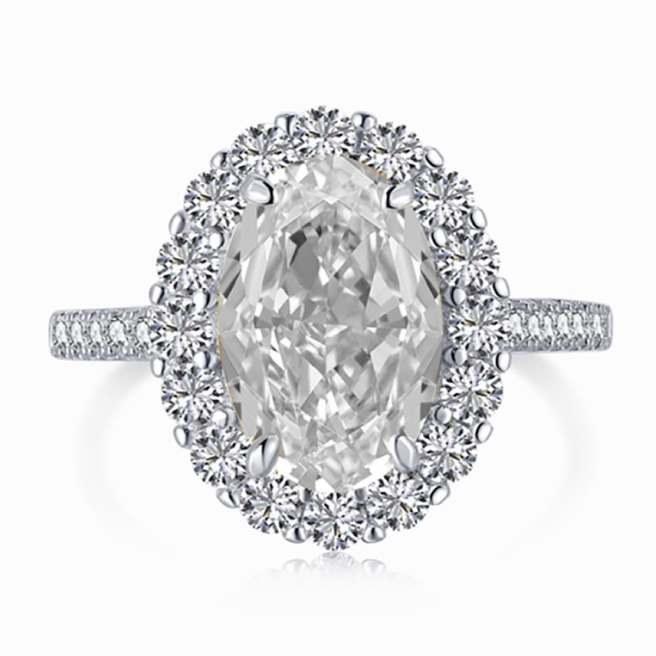 3ct Oval 8A Cubic Zirconia 925 Sterling Silver Ring - Size 9