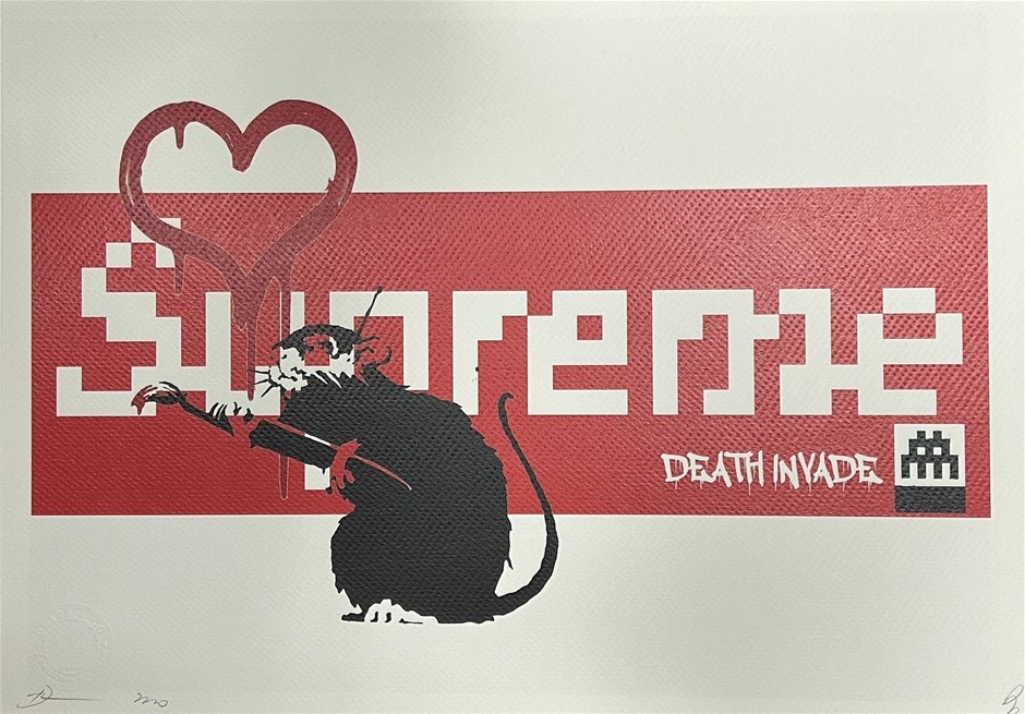 Death Nyc Signed Street Art Print Supreme Space Invaders Banksy