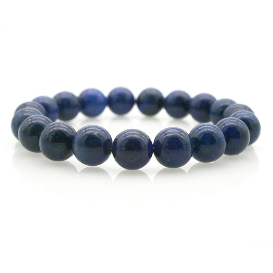 10mm Blue Lapis Lazuli Beaded Stretchy Bracelet