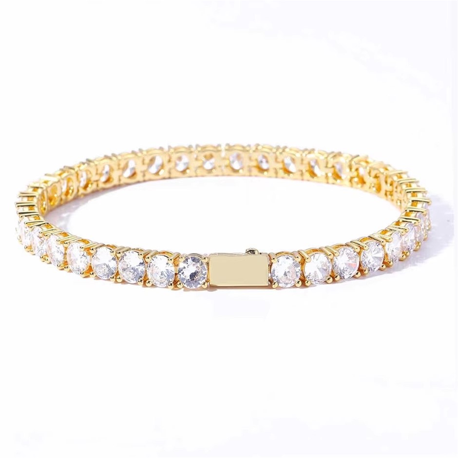 18K Gold-Filled 5MM Tennis Bracelet with AAA Cubic Zirconias - 20.3cm