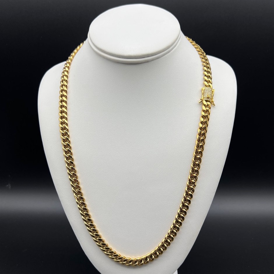 18K Gold-Filled Necklace with AAA Cubic Zirconias Clasp, 8MM -  60.9cm