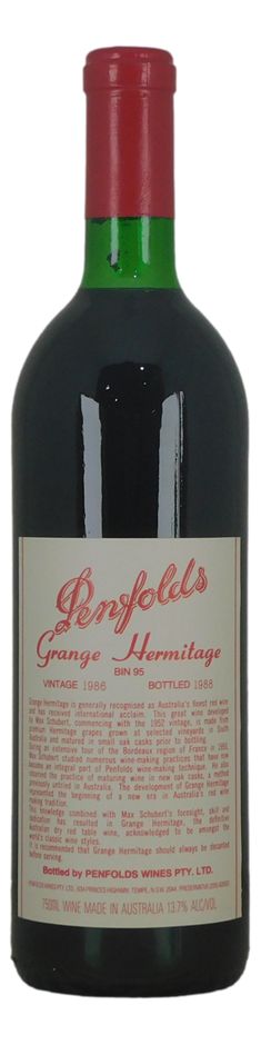 Penfolds Bin 95 Grange Hermitage 1986 (1x 750mL) SA.