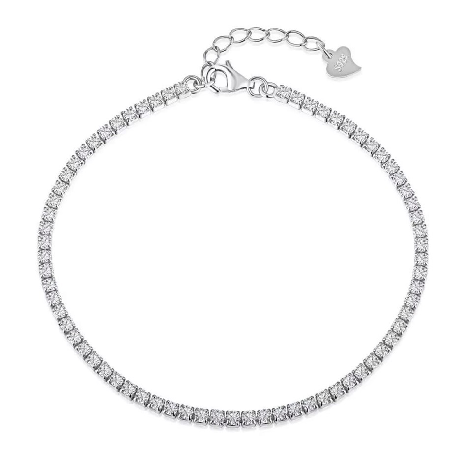 2mm 5A Cubic Zirconia 925 Sterling Silver Tennis Bracelet
