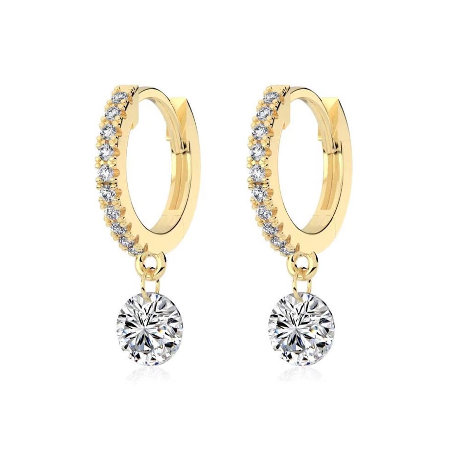 5mm Round 18K Gold Filled 925 Silver 5A Cubic Zirconia Hoop Earrings