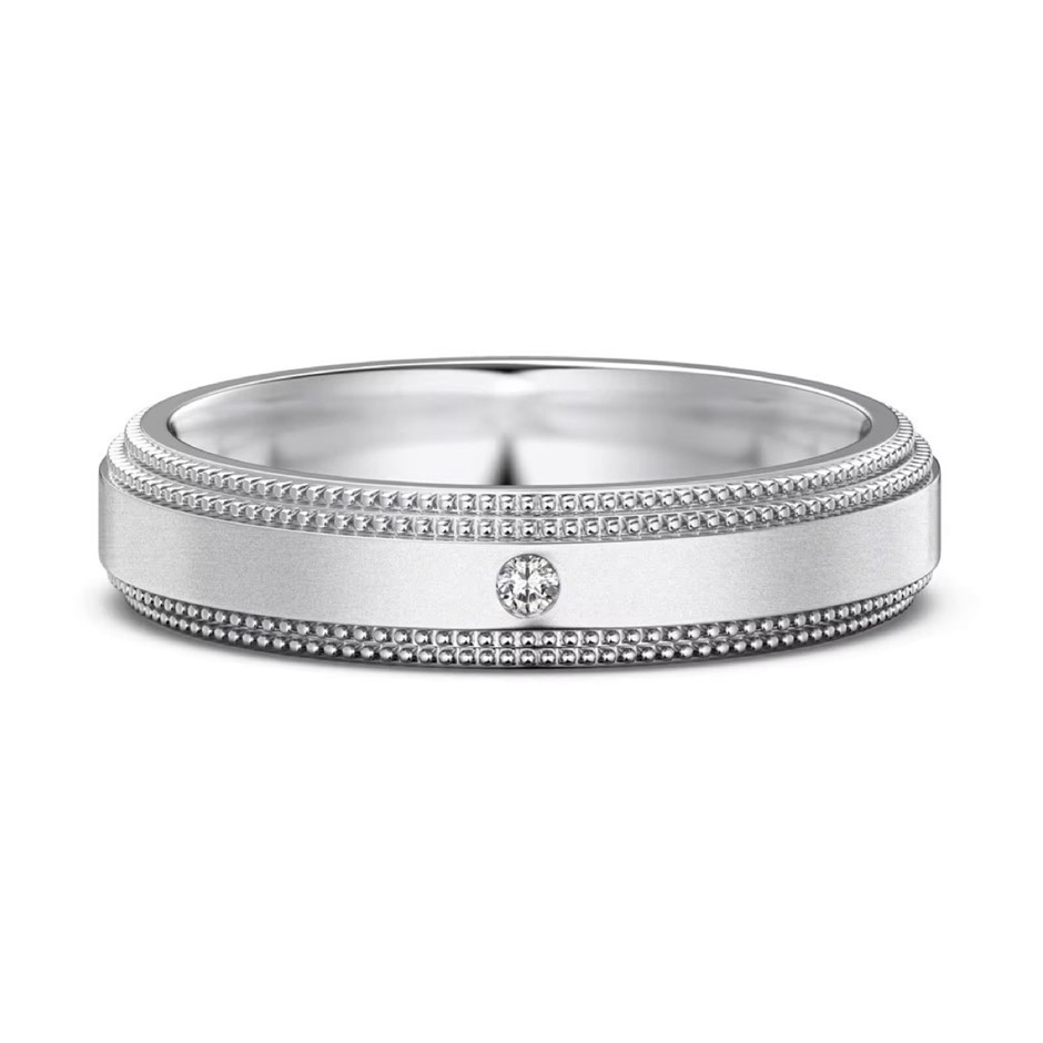 Regal 5A Cubic Zirconia Band 925 Sterling Silver Ring - Size 7