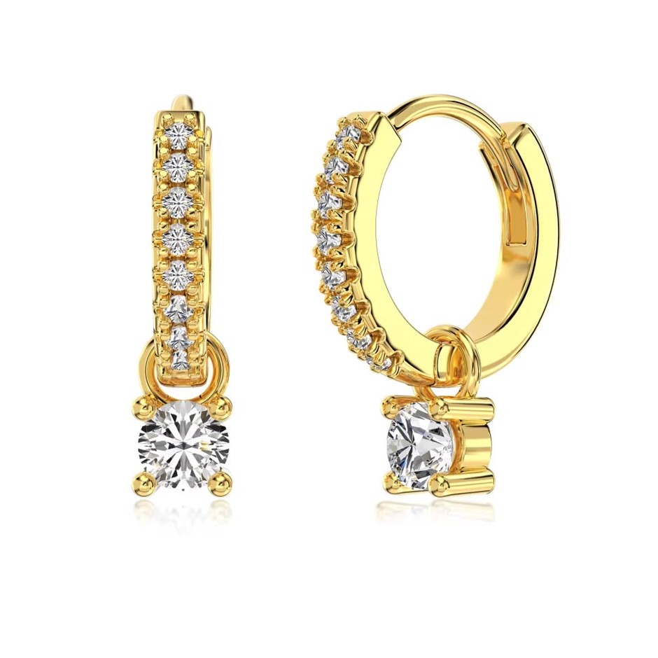 Round 925 Silver 18K Gold Filled 5A Cubic Zirconia Hoop Earrings