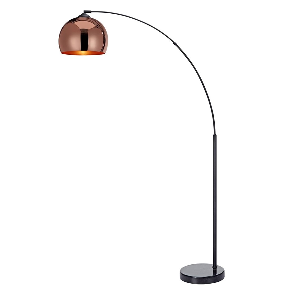 Teamson Home Arquer Arc 66" Metal Floor Lamp with Bell Shade, Rose Gold. NB