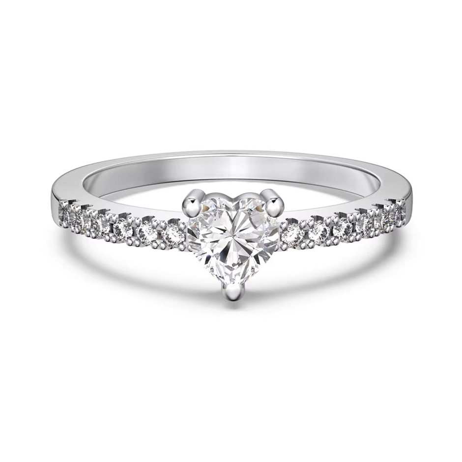 0.5ct Heart Lab Created Moissanite 925 Sterling Silver Ring - Size 7