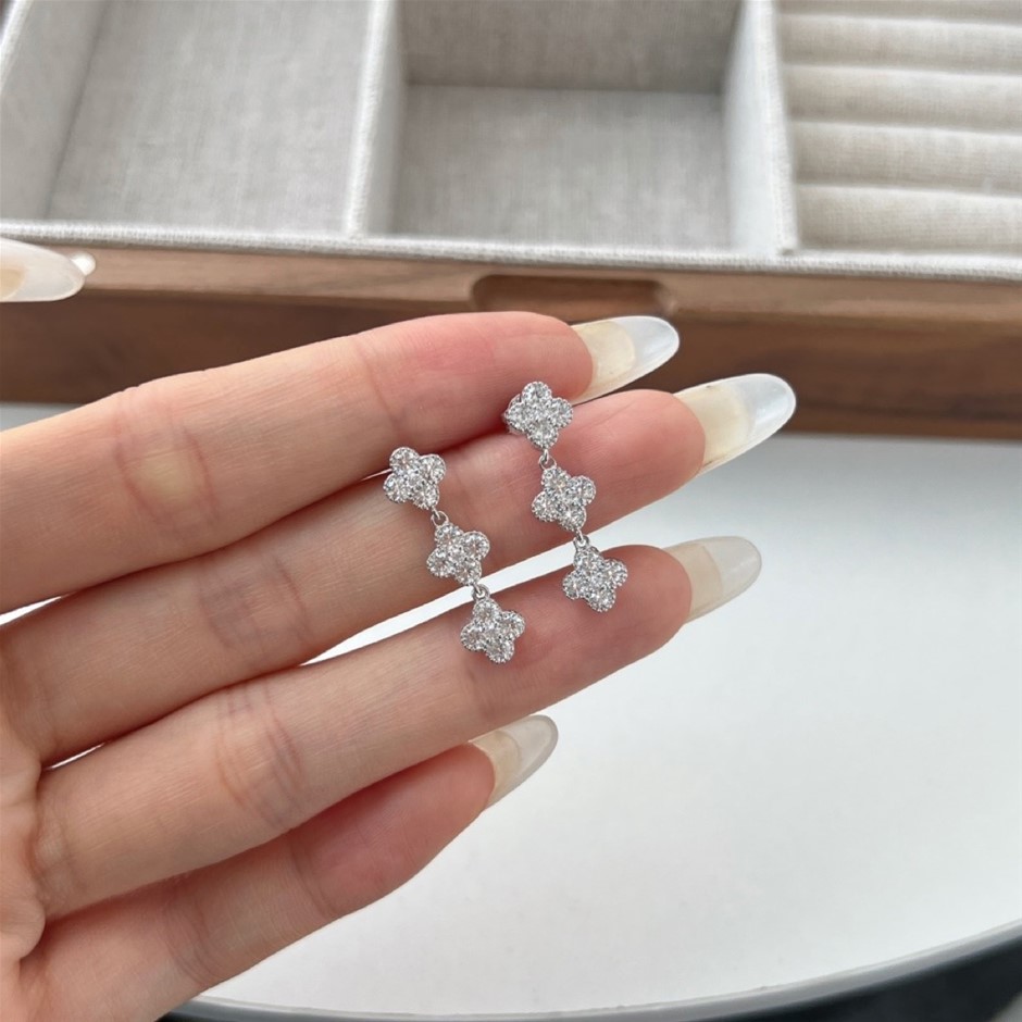 925 Sterling Silver Cubic Zirconias Drop Earrings