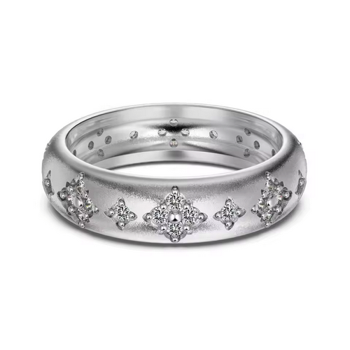Cubic Zirconias 925 Sterling Silver Band Ring - Size 8