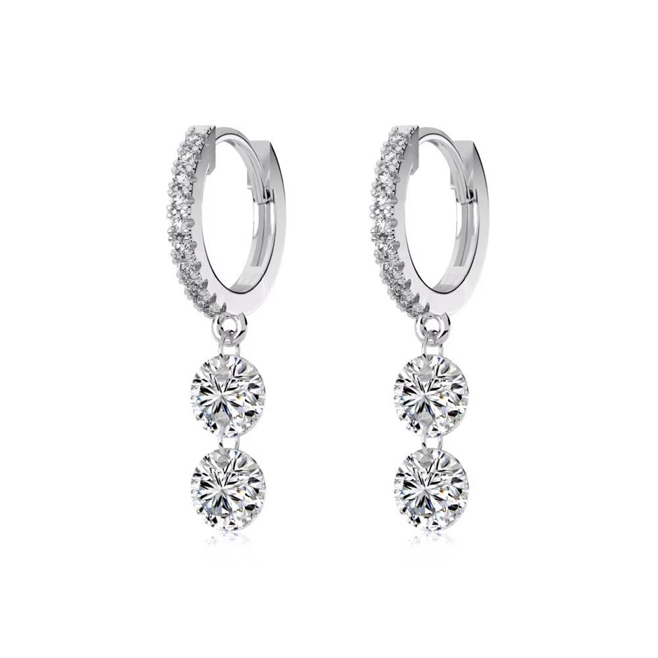 5mm 925 Sterling Silver Cubic Zirconias Drop Earrings