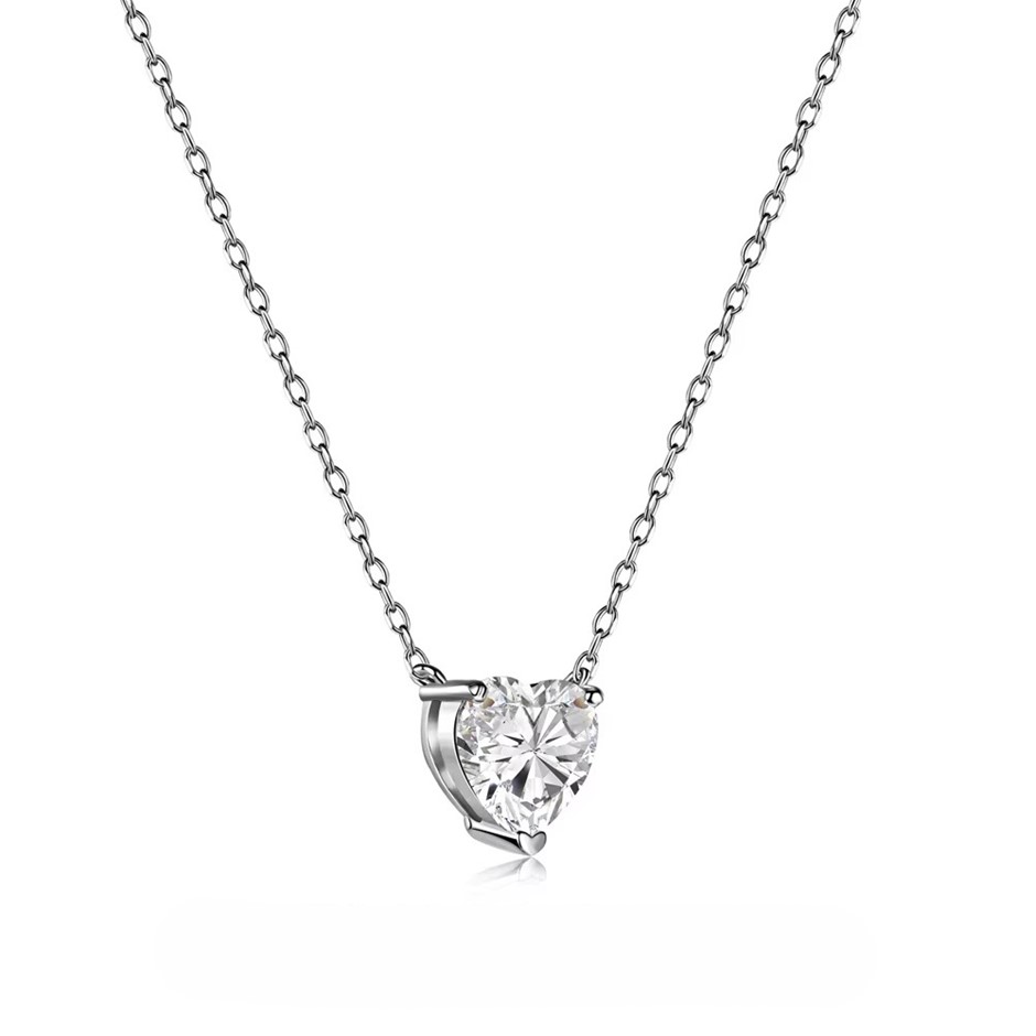 2.00ct Heart Lab Created Moissanite 925 Silver Pendant Necklace