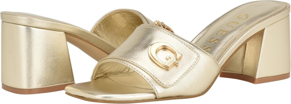 GUESS Women's Gallai Heeled Sandal, Size 10M, Gold 710, GWGALLAI2. NB: Has