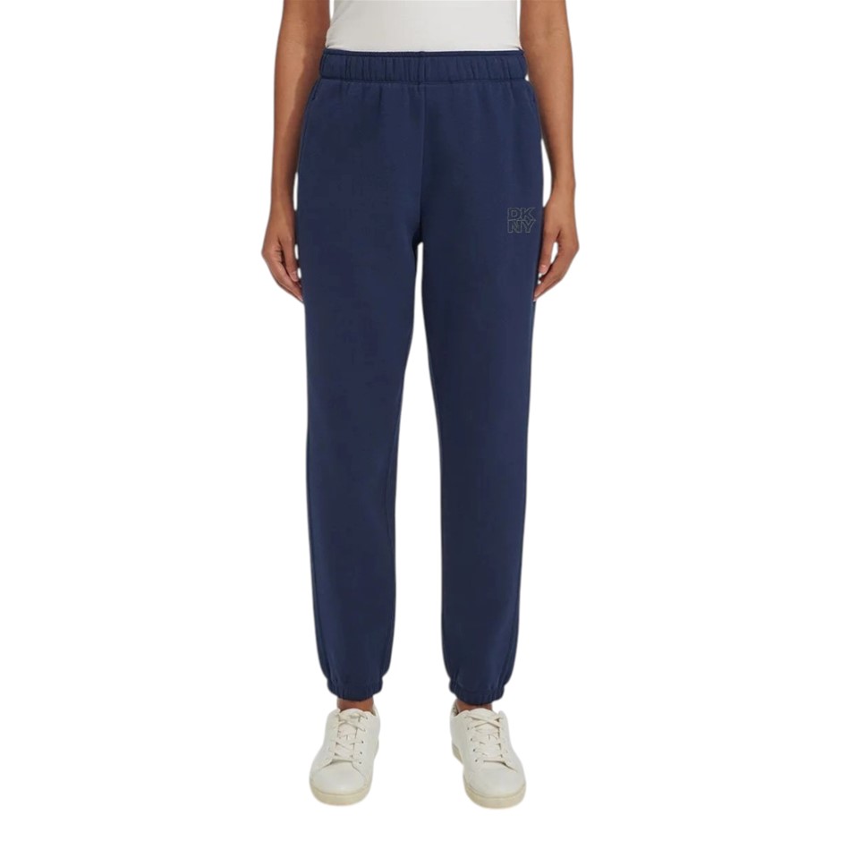 DKNY SPORT Women's Fleece Pants, Size L, 60% Cotton, Peacoat (PCT).