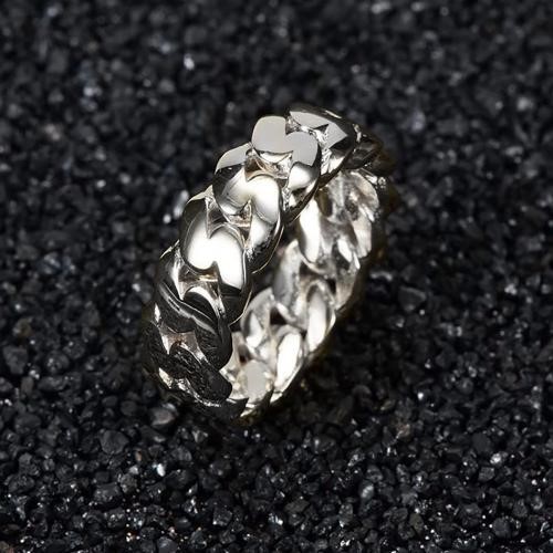 18K White Gold-Filled Cuban Style Link Ring - Size 10