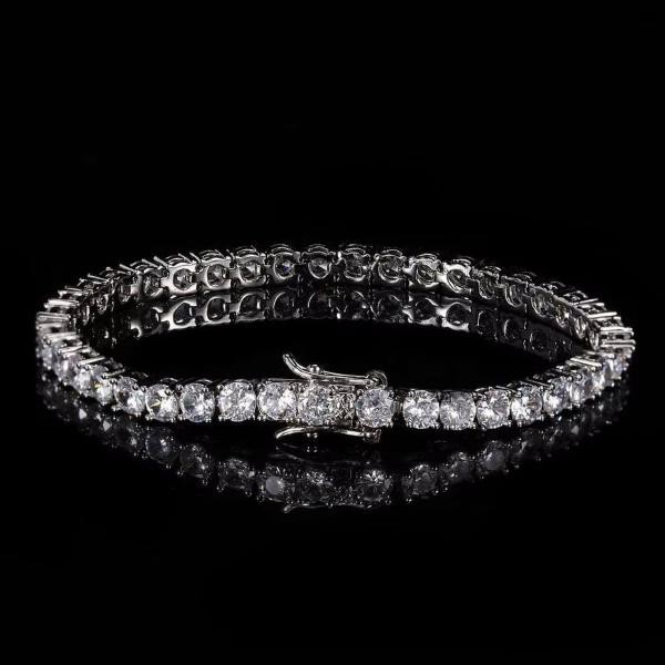 18k White Gold-Filled Tennis Bracelet Facet AAA+ Cubic Zirconia - 22.8cm