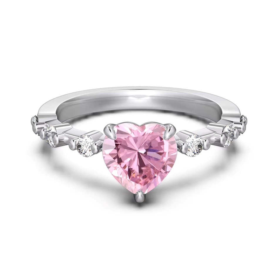 1.25ct Heart 5A Cubic Zirconia 925 Sterling Silver Ring - Size 8