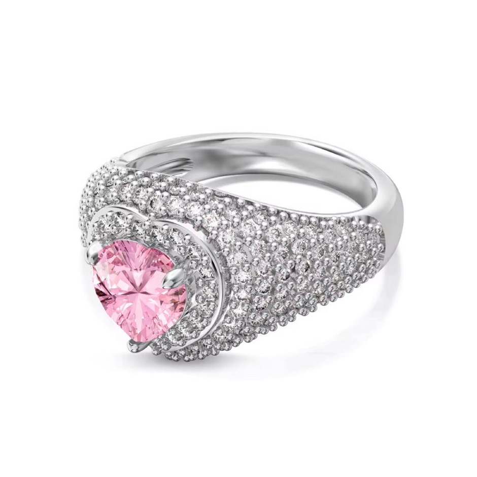0.75ct Heart 5A Cubic Zirconia 925 Sterling Silver Ring - Size 8