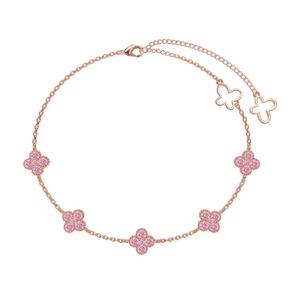 Dainty Four Leaf Clover 5A Cubic Zirconia 925 Silver Tennis Bracelet