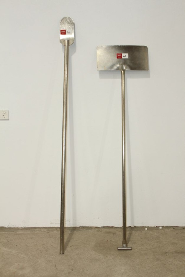 <p>Two Stainless Steel Mixing Paddles</p>