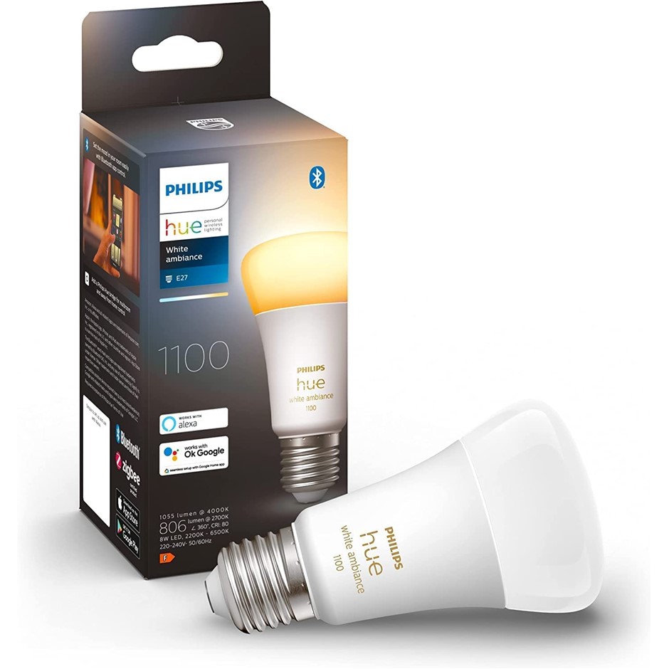 PHILIPS Hue White Ambience A60 75W 1100 Lumens Smart Bulb, E27.