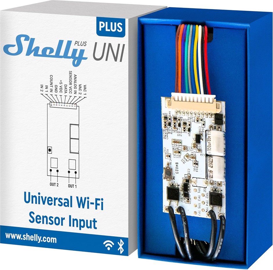 Shelly Plus Uni | Smart Wi-Fi and Bluetooth Operated Module with Dry Contac
