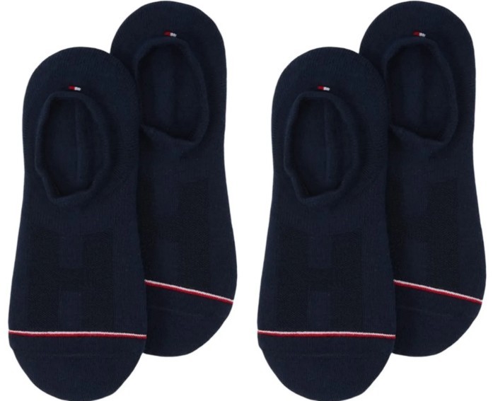 2 x TOMMY HILFIGER Men's Iconic Footie Socks, 2 Pairs, Dark Navy, Size 39/4