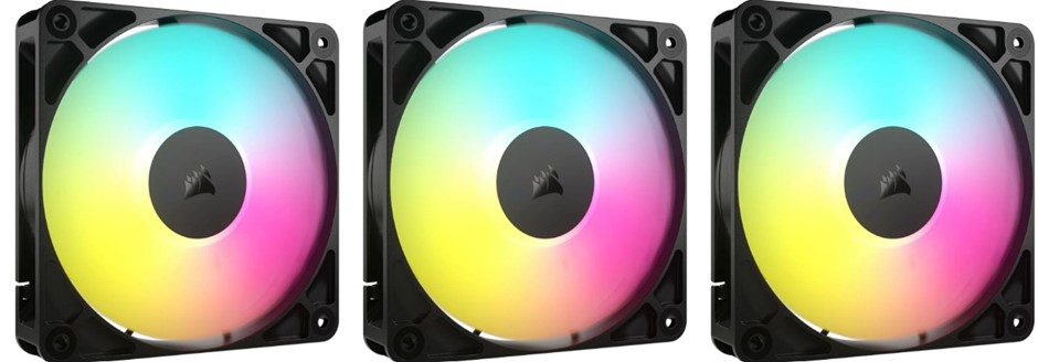 3x Corsair RS120 ARGB 120mm PWM Fan – Daisy-Chain Connection – Low-Noise –