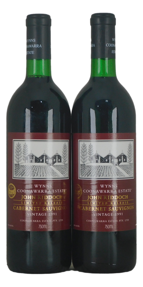 Wynns John Riddoch Limited Release Cabernet Sauvignon 1991 (2x 750mL), SA.