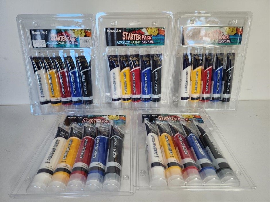 5 x Reno Art Starter Pack Acrylic Paints - New