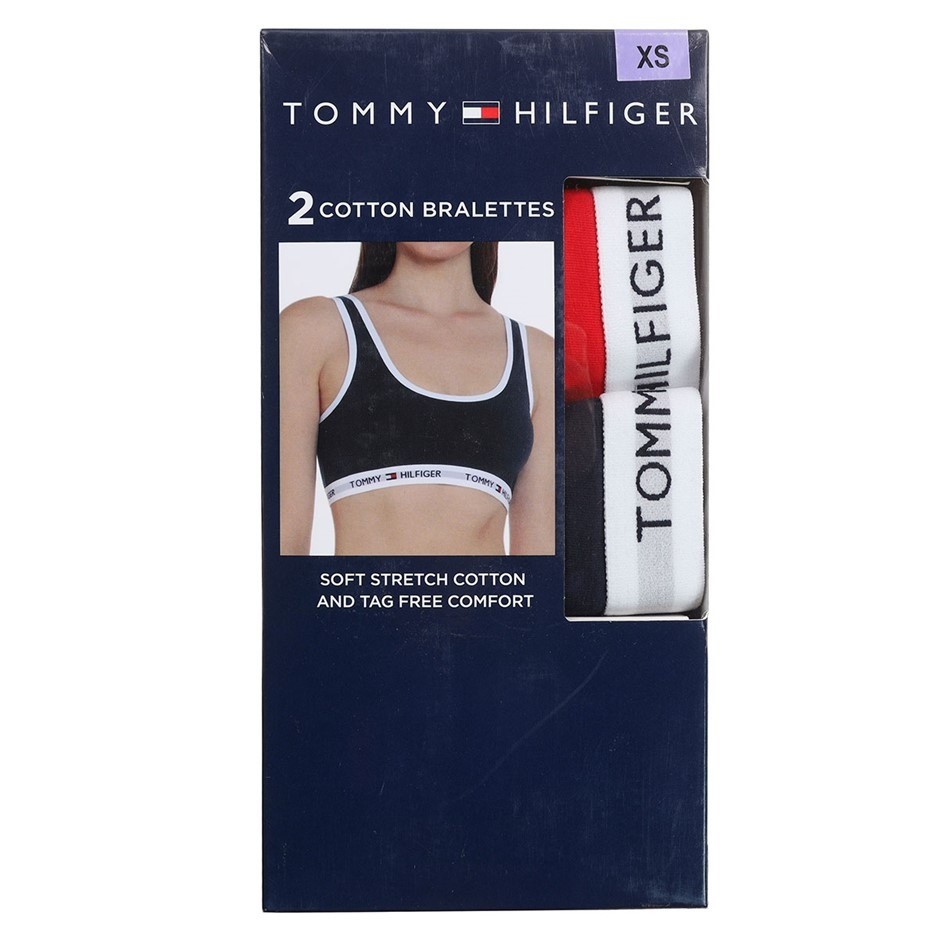 TOMMY HILFIGER Women's 2pk Cotton Bralettes, Size XS, Cotton/Elastane, Red