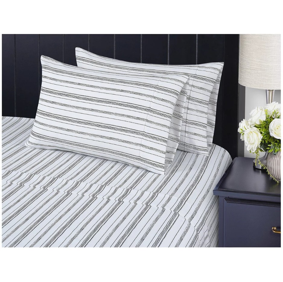 SOUTH POINT Home Fashions Poly Flannel Flanelette Sheet Set 6-Piece, Queen,