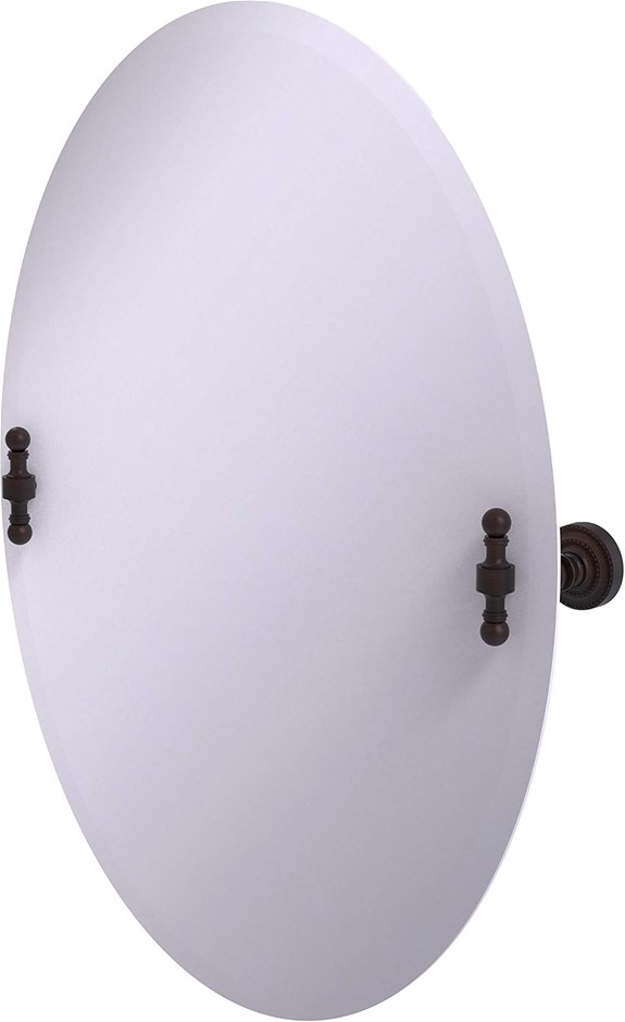 2 X ALLIED BRASS Frameless Oval Tilted Mirror with Beveled Edges, RD-91-VB