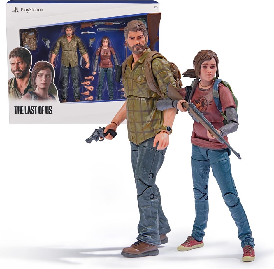 PLAYSTATION The Last of US, 2-Pack 15-cm Joel & Ellie Action Figures with 1