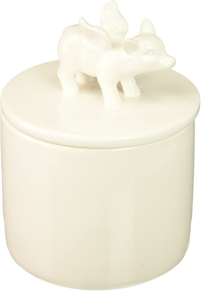 2 x KOEHLER White Flying Pig Kitchen Jar, 15.9 x 15.9 x 20 cm.