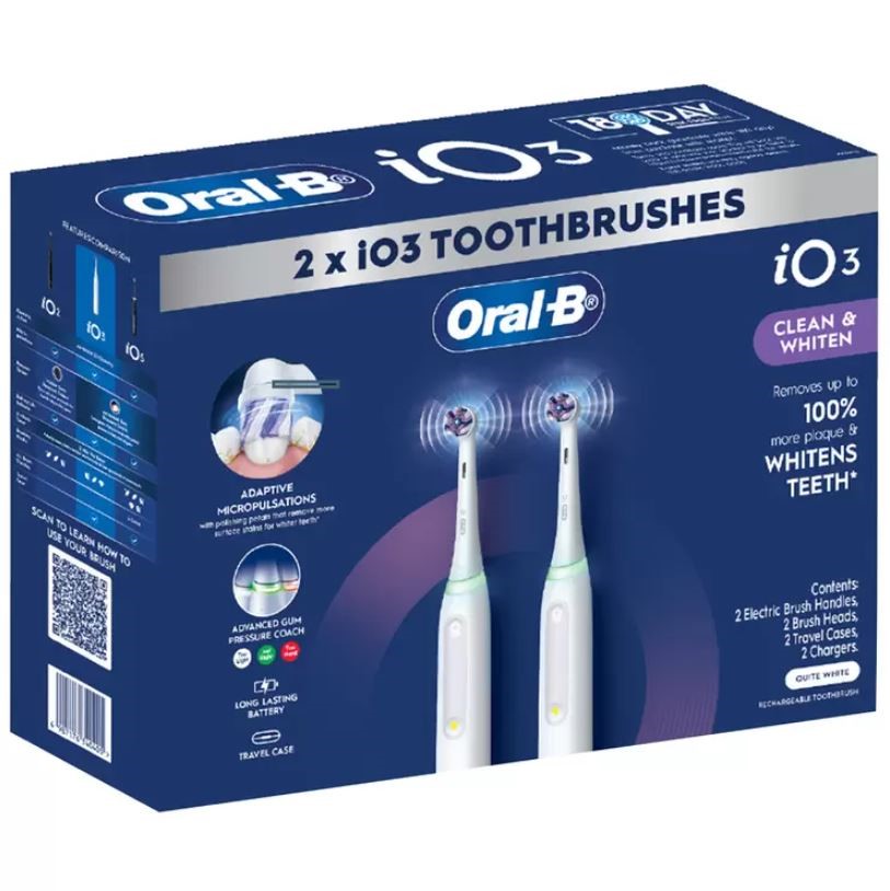 ORAL-B iO3 Series3, Pack of 2pc Dual Handle Electric Toothbrush. N.B: Well