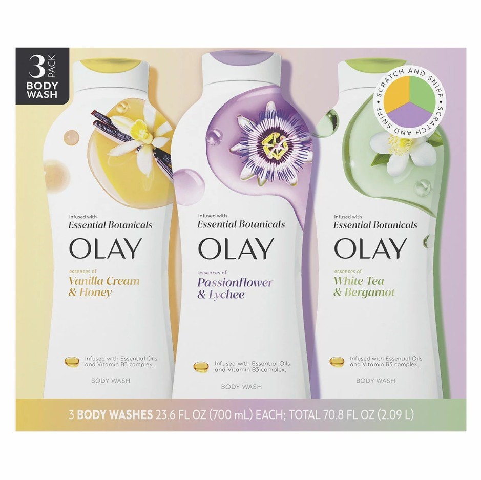 OLAY Essential Botanicals Body Wash, Incl: Vanilla Cream, Passionflower & W