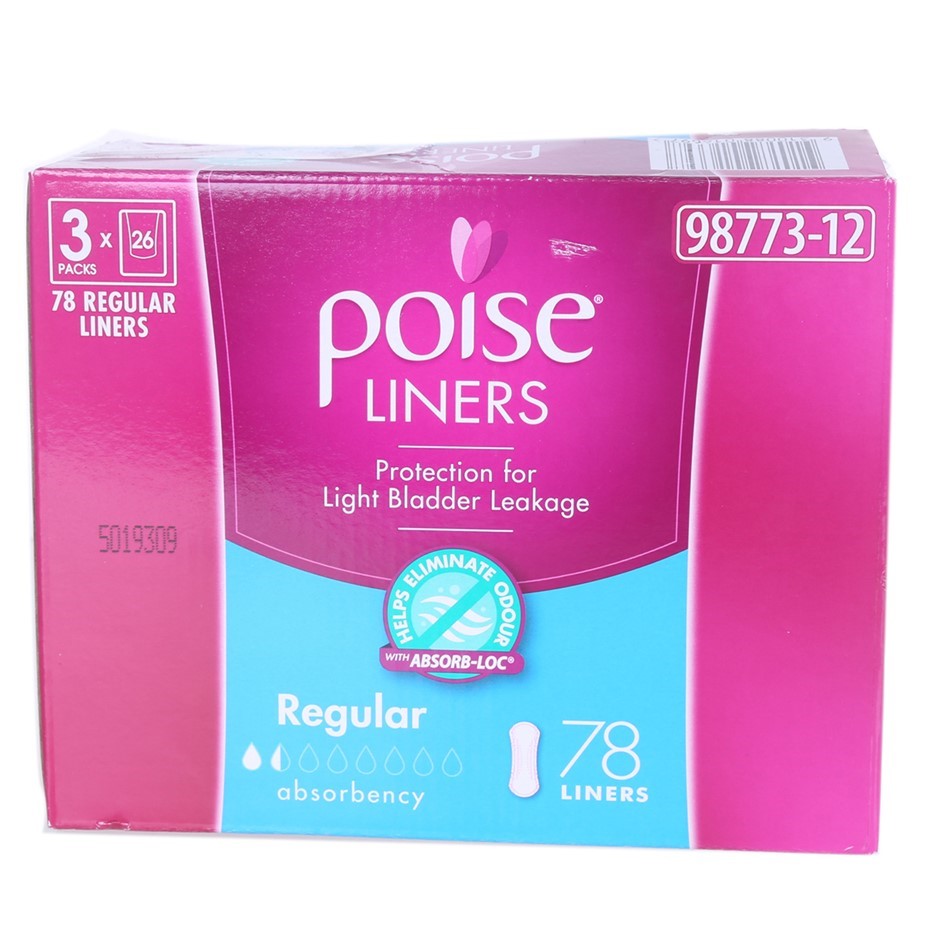POISE 78pk Liners, Regular Absorbency.