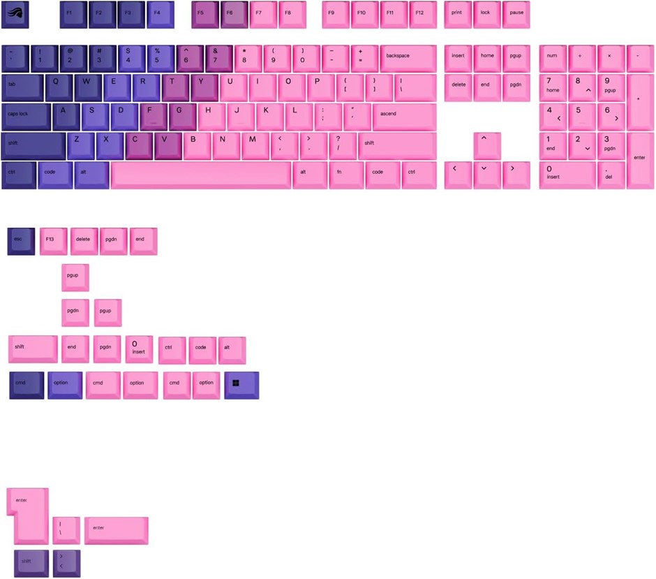 Glorious Gaming - GPBT Gradient Keycaps (Nebula) - No-Fade Dye-Sublimated,