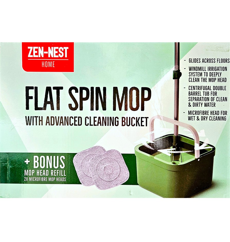 ZEN NEST Flat Spin Mop w/ Advanced Cleaning Bucket. N.B: Minor use.
